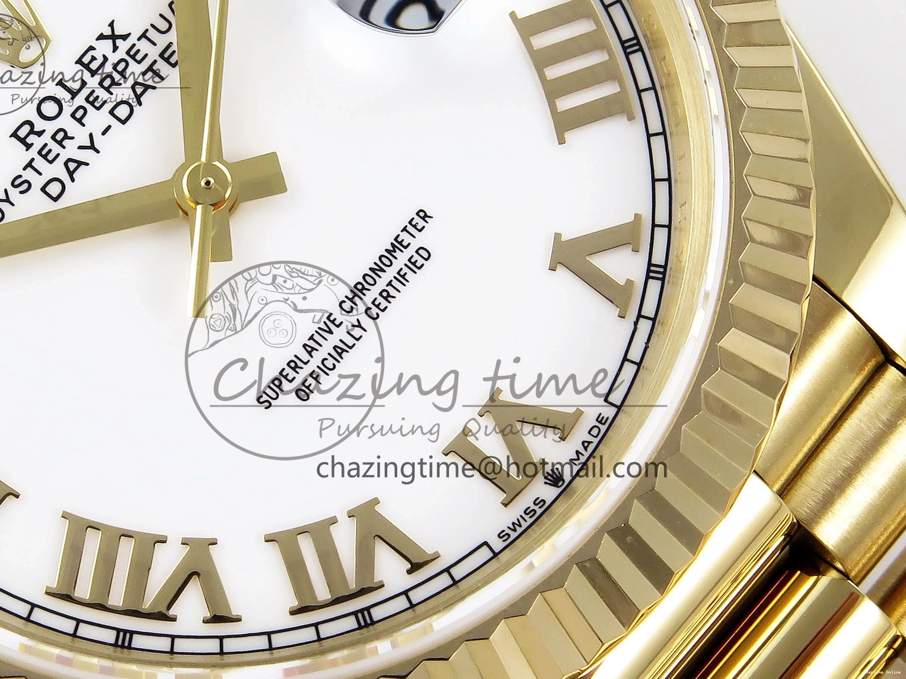 0518 Day Date 40 YG JDF Gain Weight 904L Steel White Roman Dial on President Bracelet VR3255 V Functional 1369